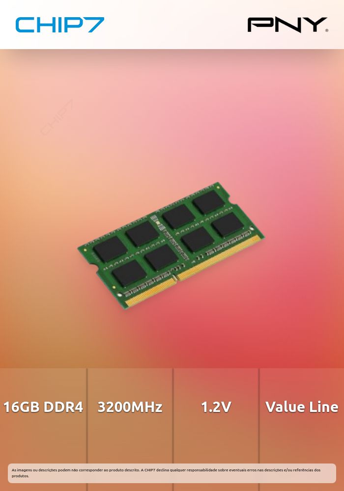 16GB DDR4 3200 MEMORIA RAM SODIMM (1X16GB) CL22 PNY