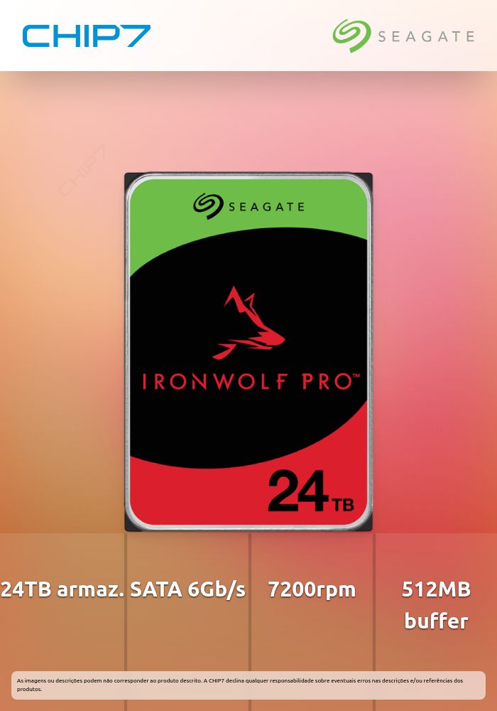 Seagate IronWolf Pro ST24000NT002 - Disco rígido - 24 TB - interna - 3.5