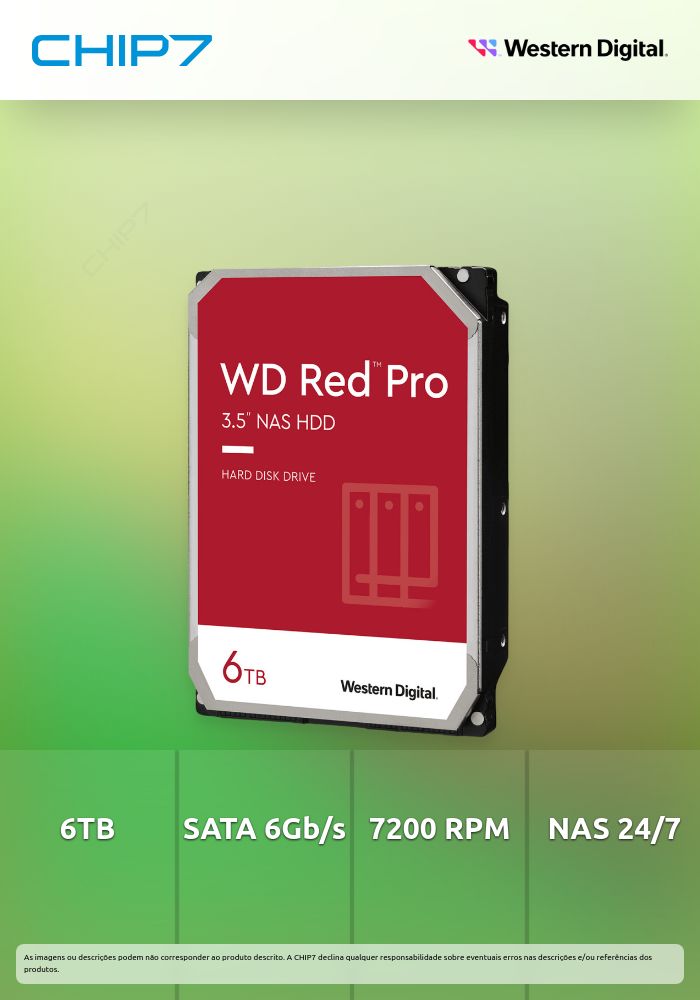 6TB HDD Disco Interno Western Digital Red Pro WD6005FFBX 3.5