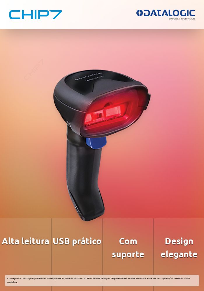 Scanner Datalogic QuickScan QD2220, Kit, Linear Imager, Interface USB, Preto ,c/ cabo e suporte