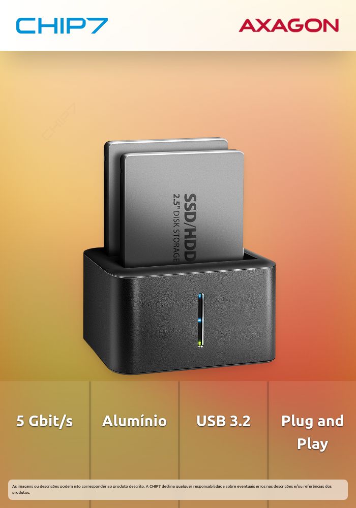 Mini Dual Dock AXAGON ADSA-D25 USB 3.2 Gen 1 - 2x SATA 6G 2.5