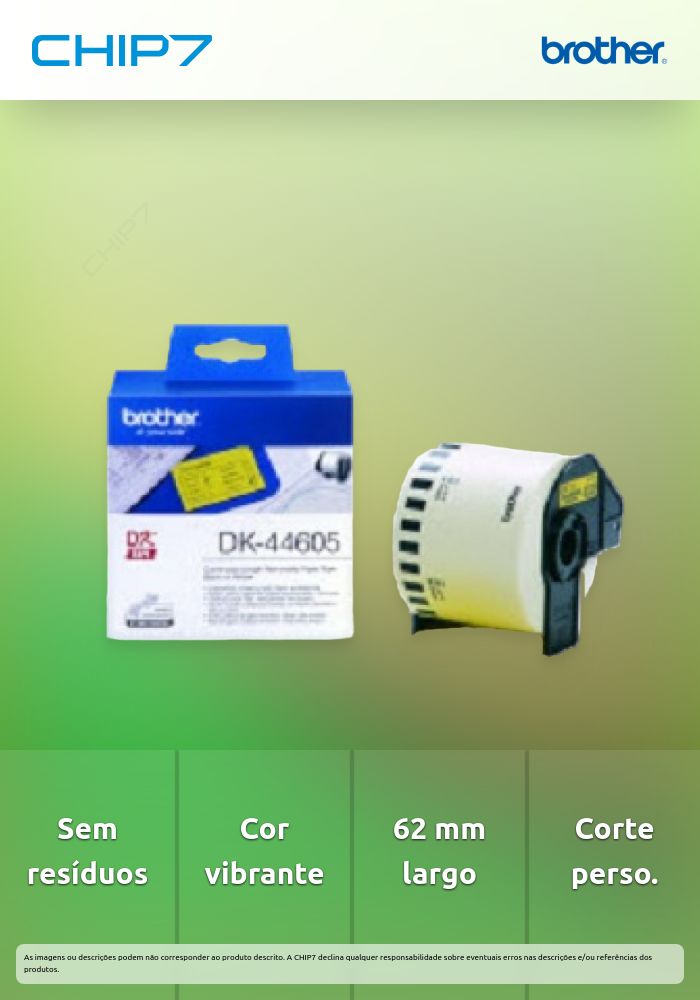 Rolo de papel. contínuo removível (amarelo). Largura / Altura: 62 mm