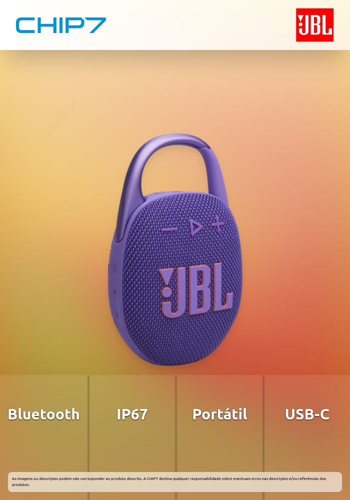 Coluna Portátil JBL Clip 5  BT IP67 ,USB-C Purpura