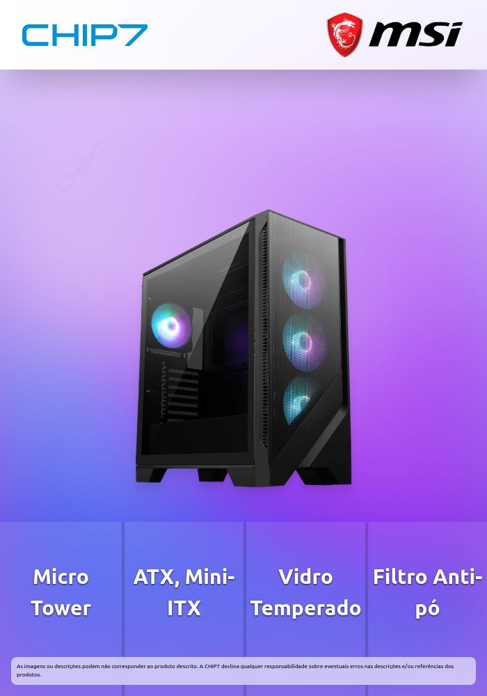 Caixa ATX MSI MAG FORGE 320R AIRFLOW ARGB Vidro Temperado Preta