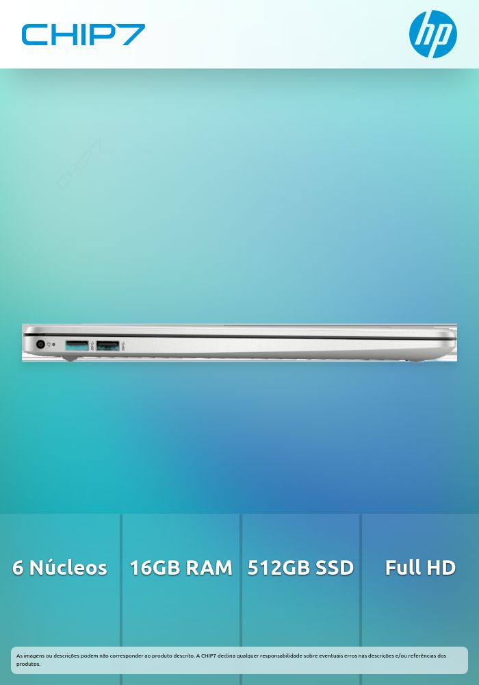 Portátil HP - AMD Ryzen 5 5500U / 16GB RAM / 512GB SSD / 15.6