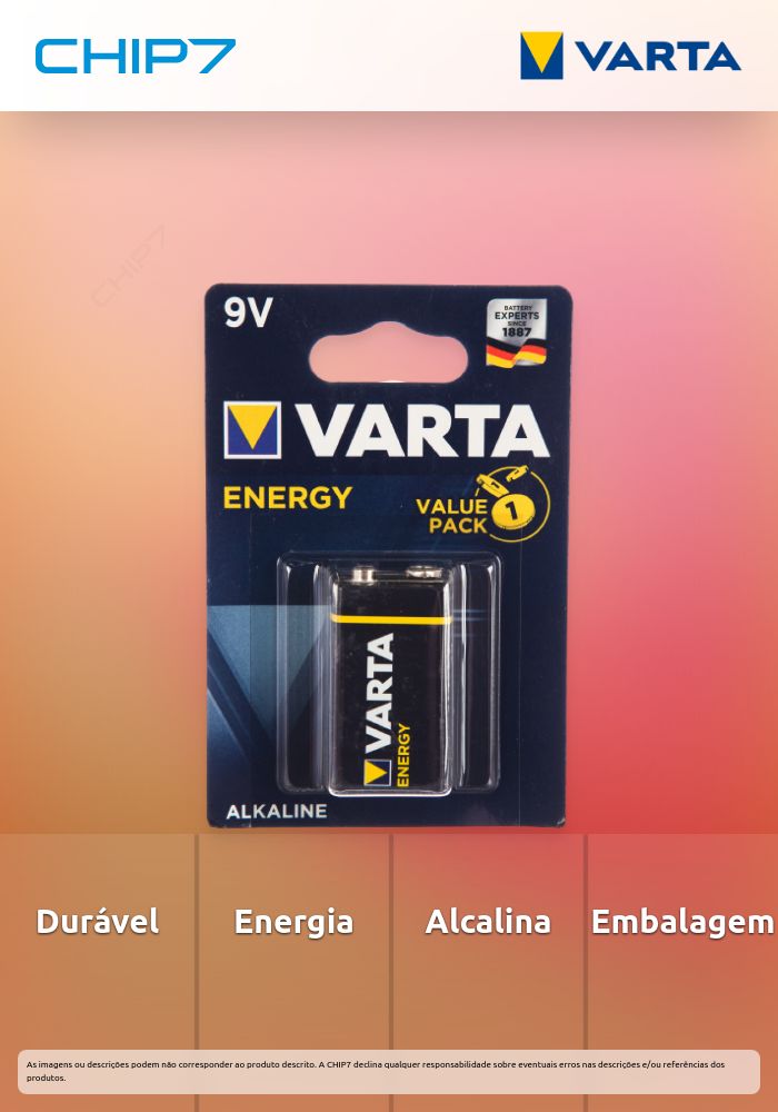 Pilhas Varta Alcalinas Energy 4122 - 6LR61/9V BLISTER