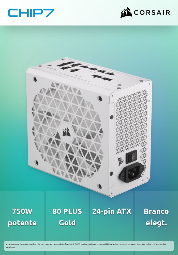 Fonte de Alimentação Modular Corsair RMx Shift Series RM750X 750W 80+ Gold Branca
