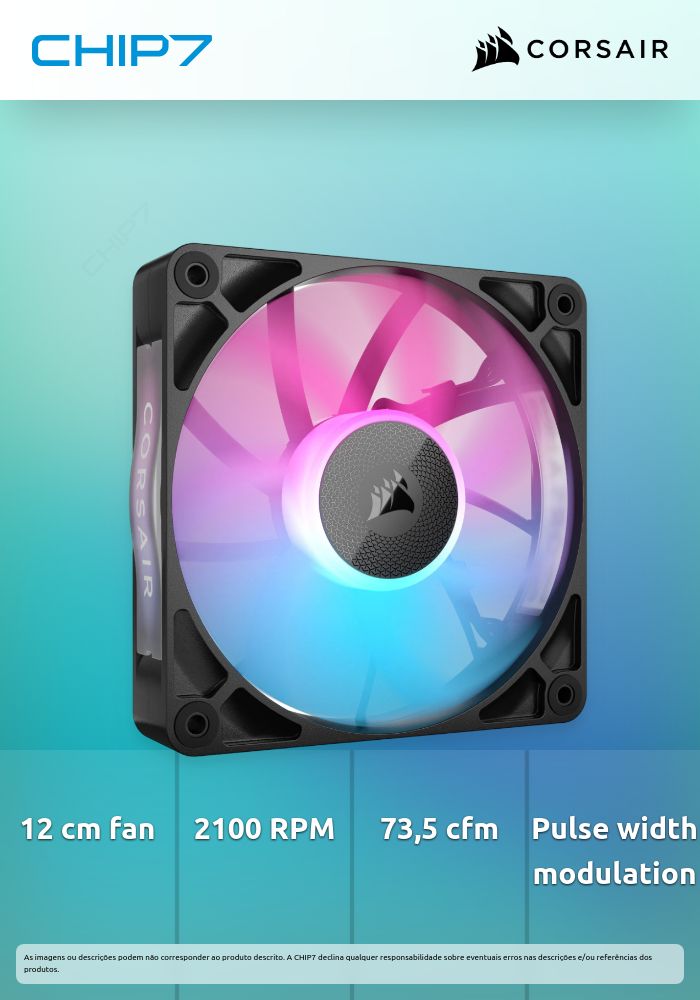 Ventoinha Corsair iCUE Link RX120 RGB PWM Preta 120mm