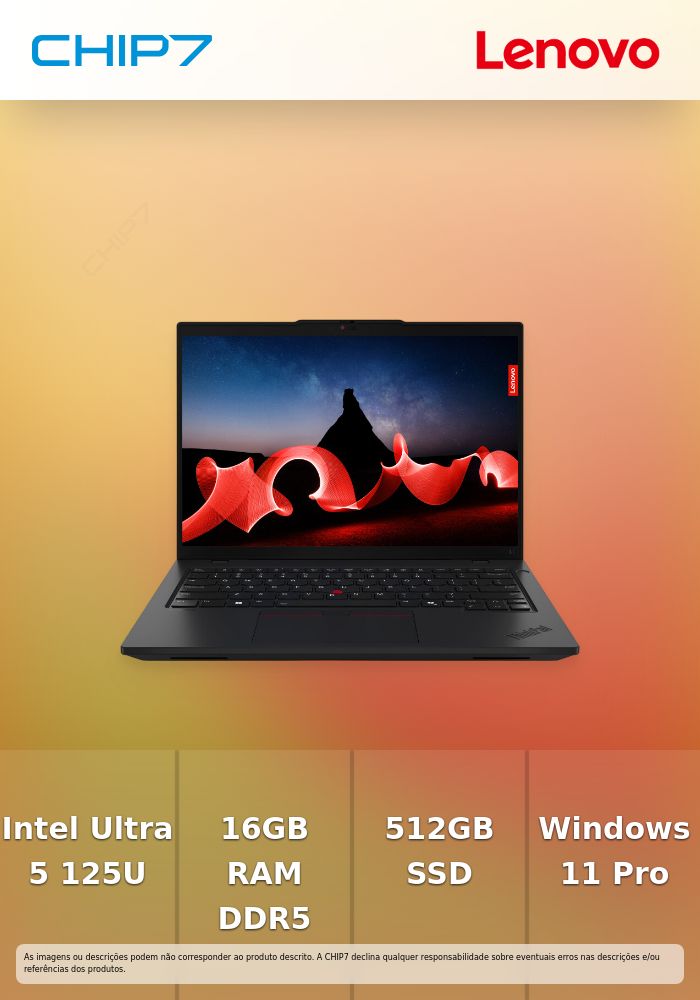 Portátil Profissional Lenovo ThinkPad L14 Gen 5 – Intel Core Ultra 5 125U / 16GB RAM / 512GB SSD / 14