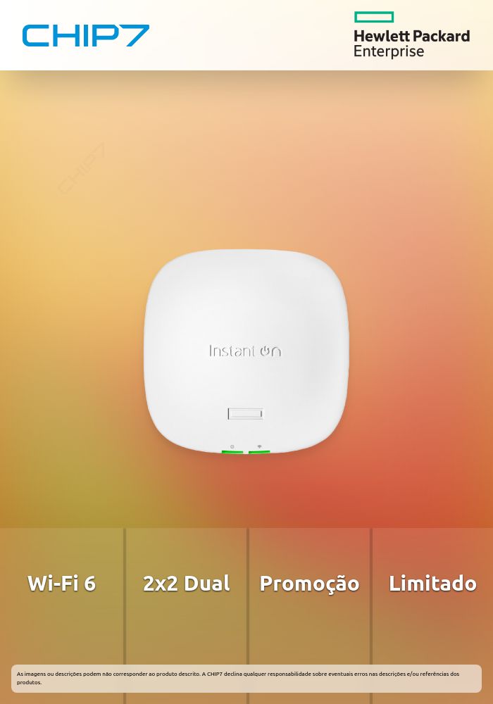 HPE Networking Instant On AP21 (EU) Dual Radio 2x2 Wi-Fi 6 Access Point Bundle with EU PSU  - preço válido p/ unidades faturadas até 7 de agosto ou fim de stock