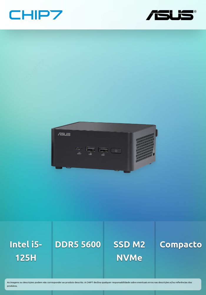 Barebone ASUS NUC 14 Pro NUC14RVH 2B i5-125H DDR5 5600 SO-SSD M2 NVMe PCIe 4x/SATA 2.5