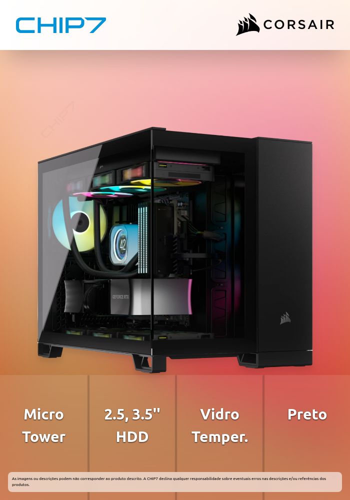 Caixa Micro-ATX Corsair 2500X LINK Preta Vidro Temperado