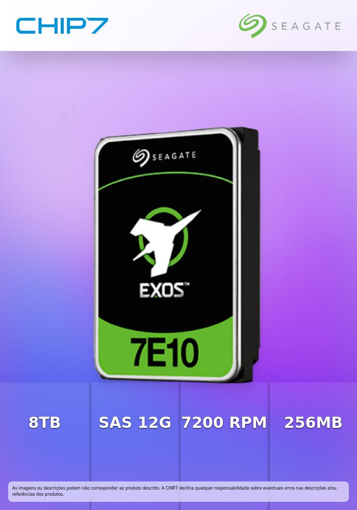 8TB HDD Disco Interno Seagate Exos 7E10 ST8000NM018B SAS 12Gb/s 7200 RPM 256MB