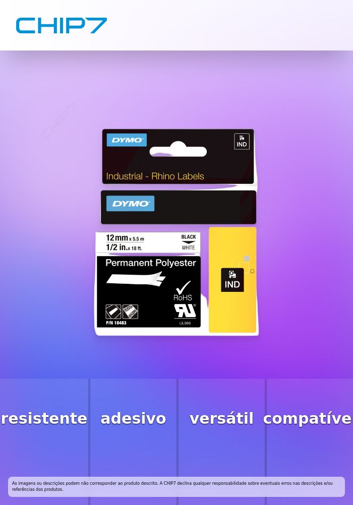 Fita Permanente de Poliéster DYMO RHINO 18483