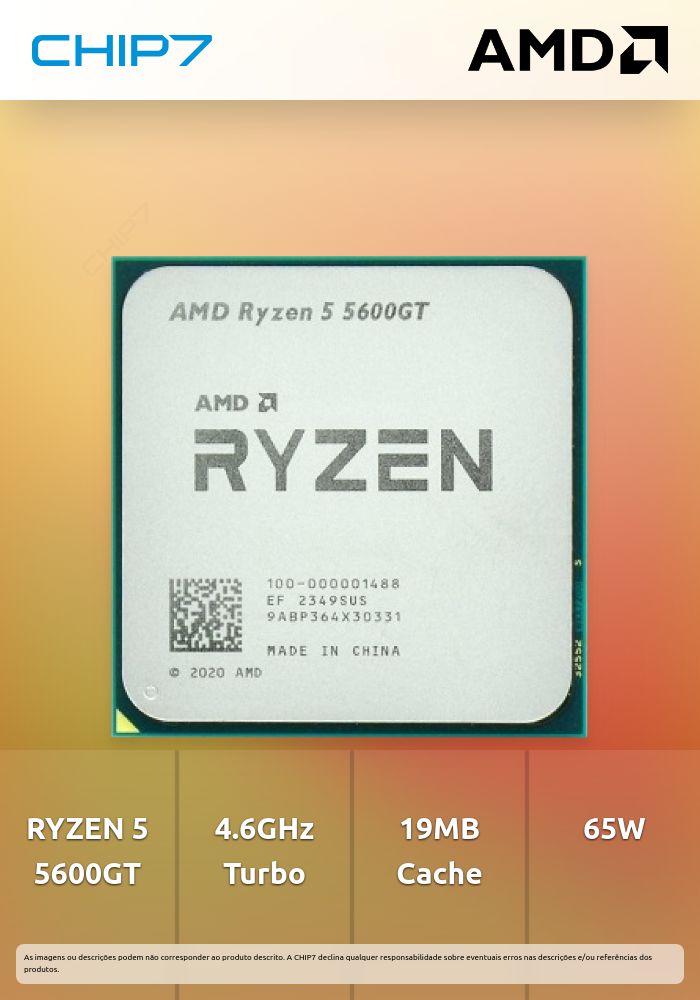 AMD AM4 RYZEN 5 5600GT 3.6 A 4.6GHZ 19MB 6C12T 65W TRAY | CHIP7