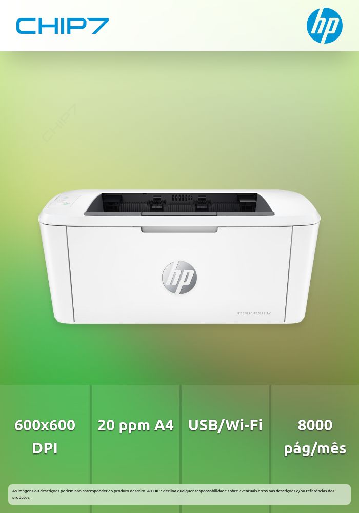 Impressora Monocromática Laser HP LaserJet M110w Duplex Manual Wireless