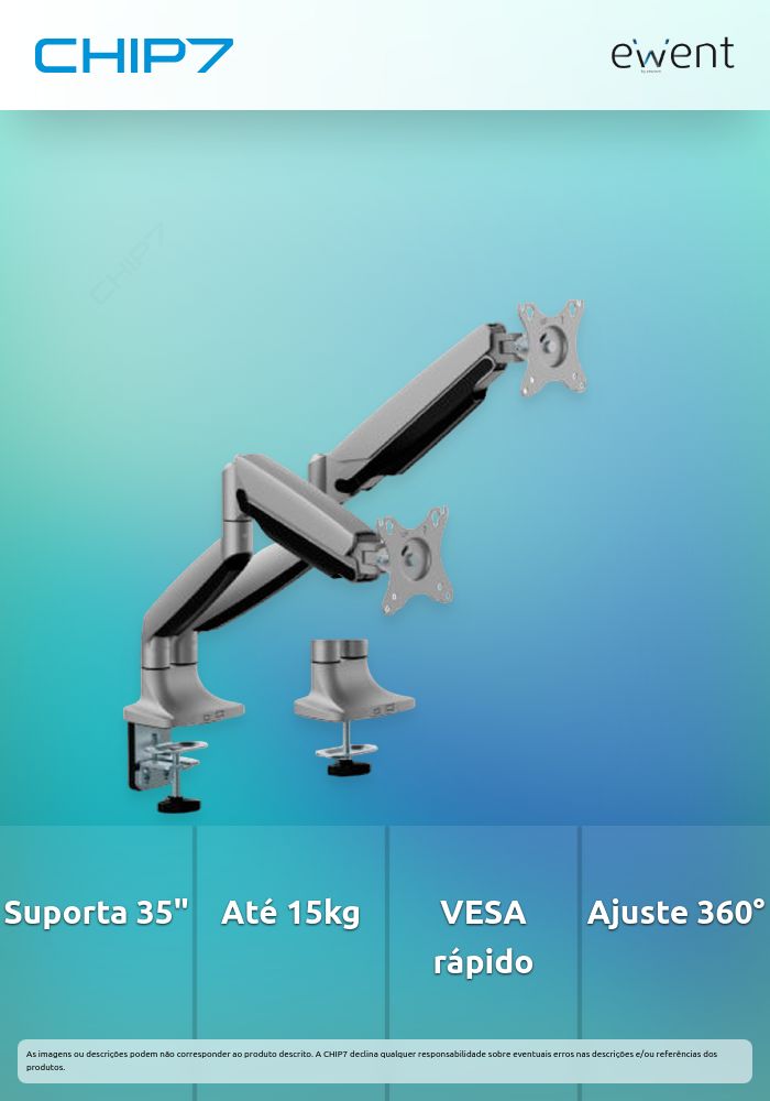 EWENT SUPORTE DE MESA MONITOR 2 MONITORES ATÉ 35
