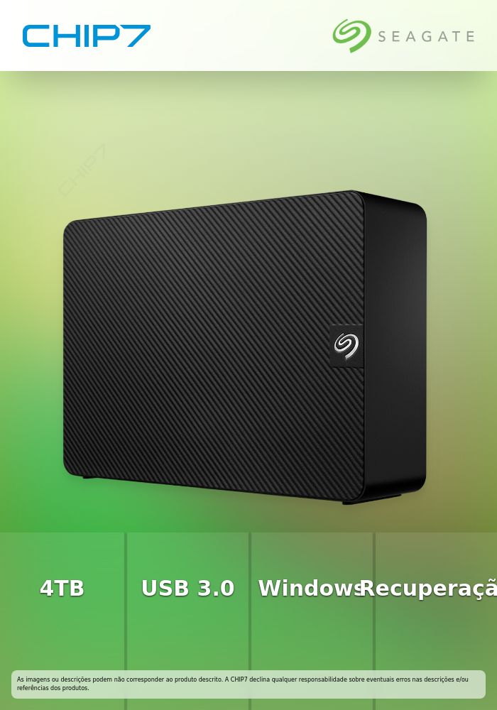 4TB HDD Disco Externo Seagate Expansion Desktop STKP4000400 USB 3.0 Preto com Seagate Rescue Data Recovery
