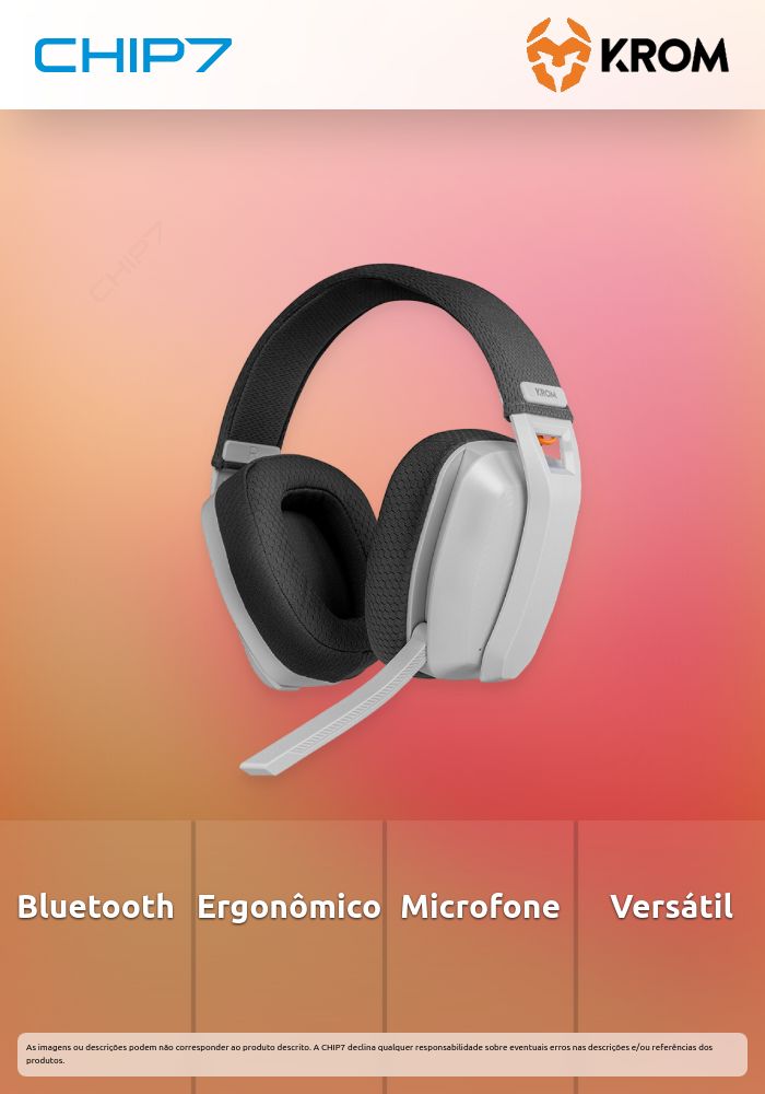 Headset Wireless Krom Kanji Gaming Bluetooth Branco