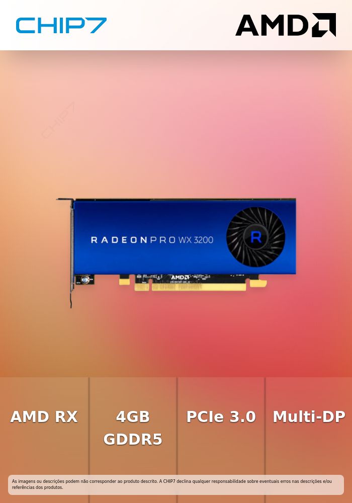 Placa Gráfica AMD Radeon Pro WX 3200 4GB GDDR5 PCIe 3.0 x16 4x Mini DisplayPort