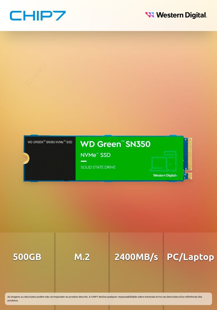 WD SSD 500GB SN350 NVME PCIE GEN3 M2 2280 QLC GREEN