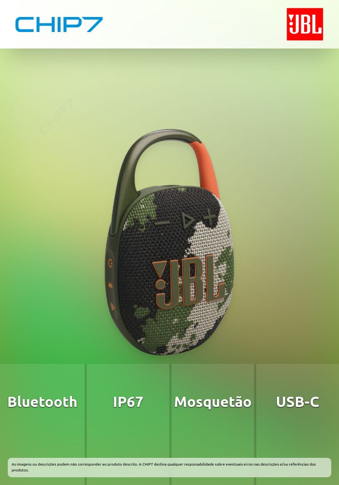 Coluna Portátil JBL Clip 5  BT IP67 ,USB-C Tropa