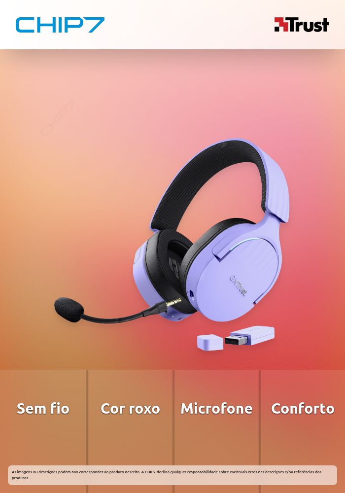 Headset Wireless Trust GXT491P FAYZO Roxo