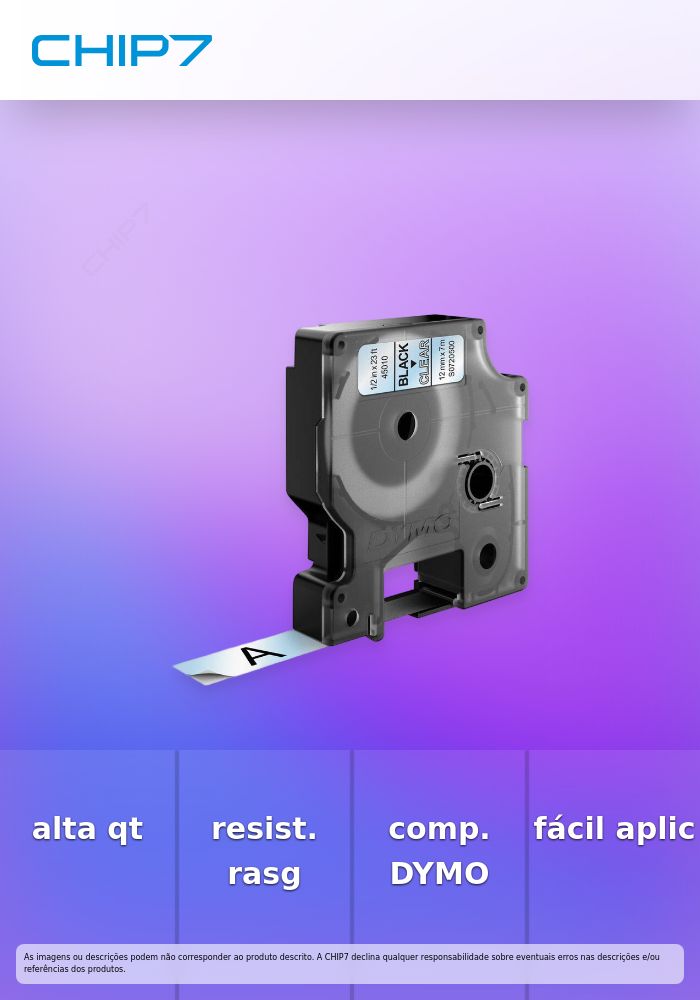 D1 - CINTAS DYMO 12MMX7M NEG/TRANS