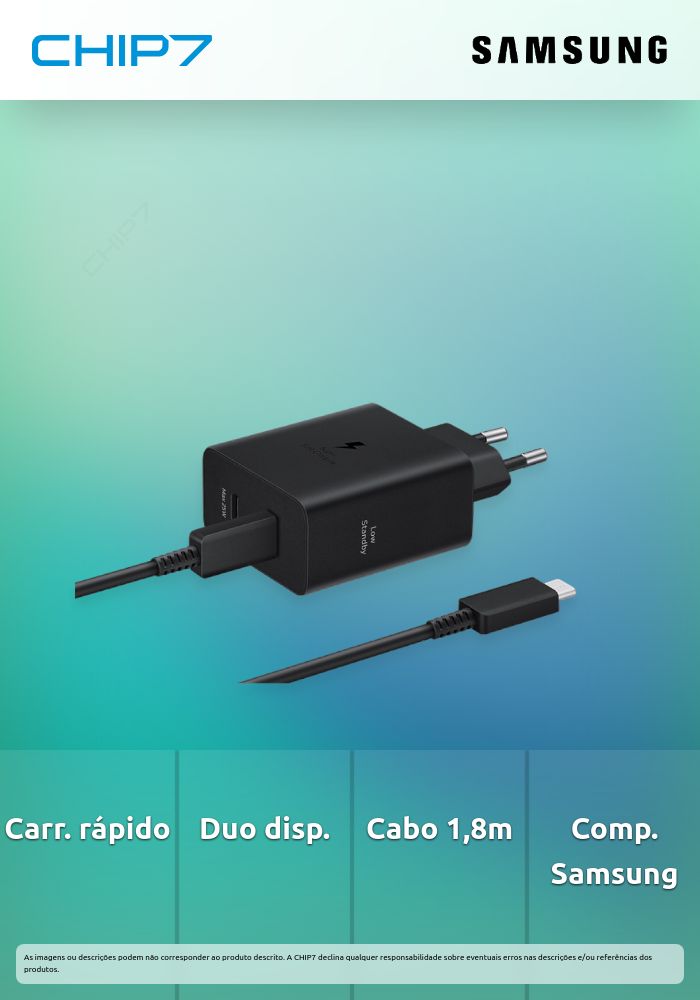 Samsung Adaptador de corrente Duo 50W c/ cabo (1,8m 5A)