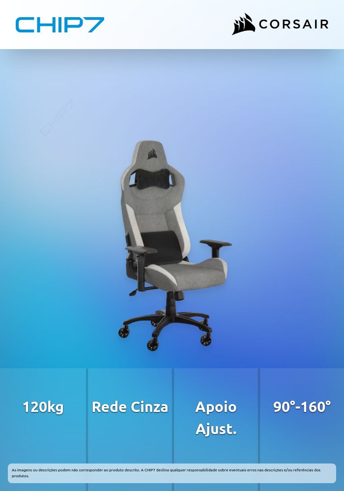 Cadeira Gaming Corsair T3 RUSH (2023) - Branca / Cinzenta