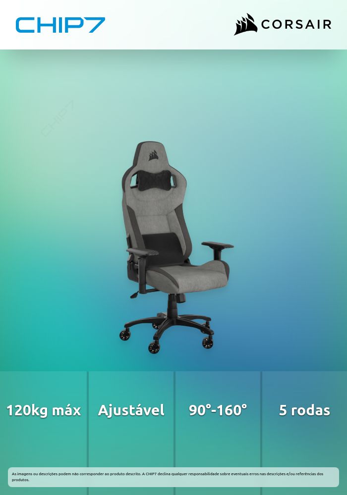 Cadeira Gaming Corsair T3 RUSH (2023) - Preta / Cinzenta