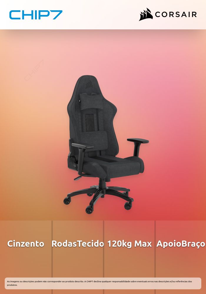 Cadeira Gaming Corsair TC100 RELAXED - Preto / Cinza