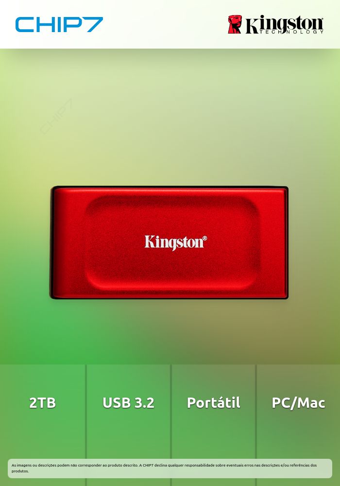 2TB SSD Disco Externo Kingston XS1000 Red USB 3.2 G2