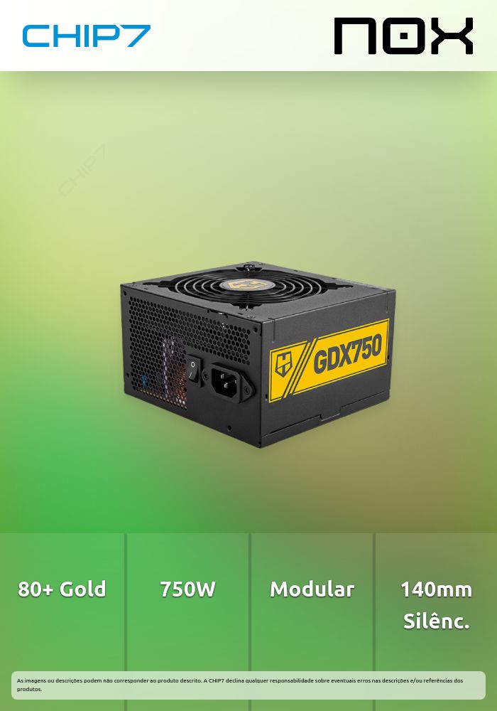 Fonte de Alimentação NOX HUMMER GDX750 750W 80+ GOLD ATX 3.1