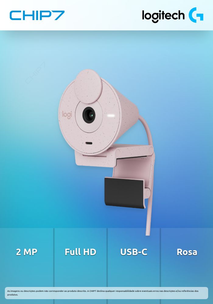Webcam Logitech Brio 300 Full HD 1080p USB Type-C Rosa
