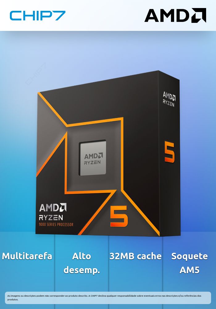 Processador AMD Ryzen 5 9600X 6-Core (3.9GHz-5.4GHz) 32MB AM5