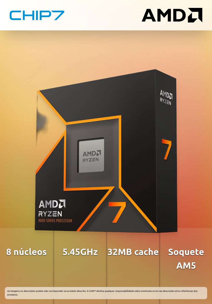 Processador AMD Ryzen 7 9700X 8-Core (3.8GHz-5.45Hz) 32MB AM5