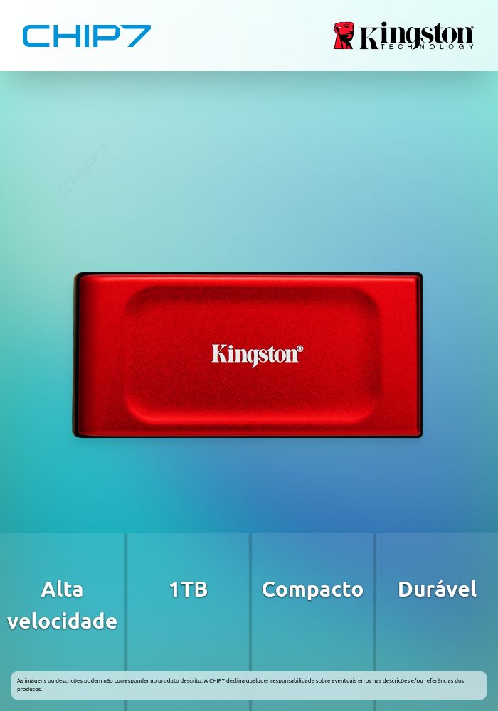 Disco SSD Externo USB 3.2 KINGSTON 1TB Portable XS1000 RED