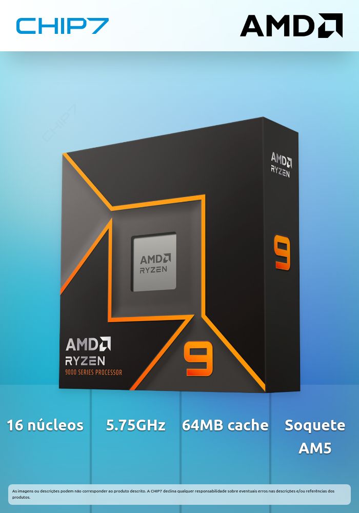 Processador AMD Ryzen 9 9950X 16-Core (4.3GHz-5.75Hz) 64MB AM5