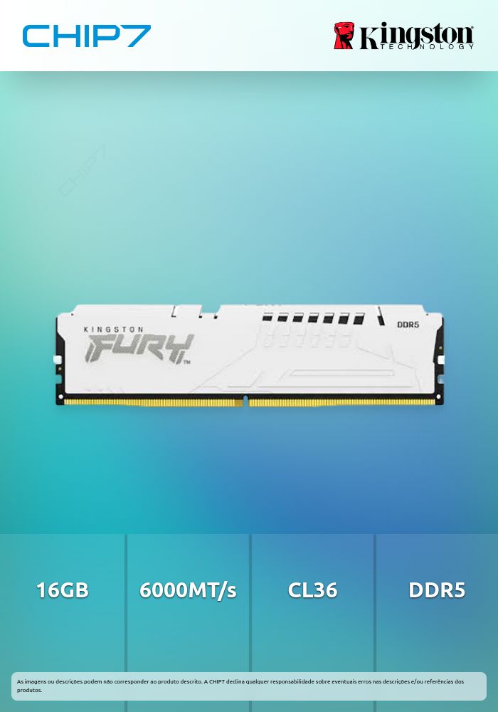 16GB 6000MT/s DDR5 CL36 DIMM FURY Beast White EXPO