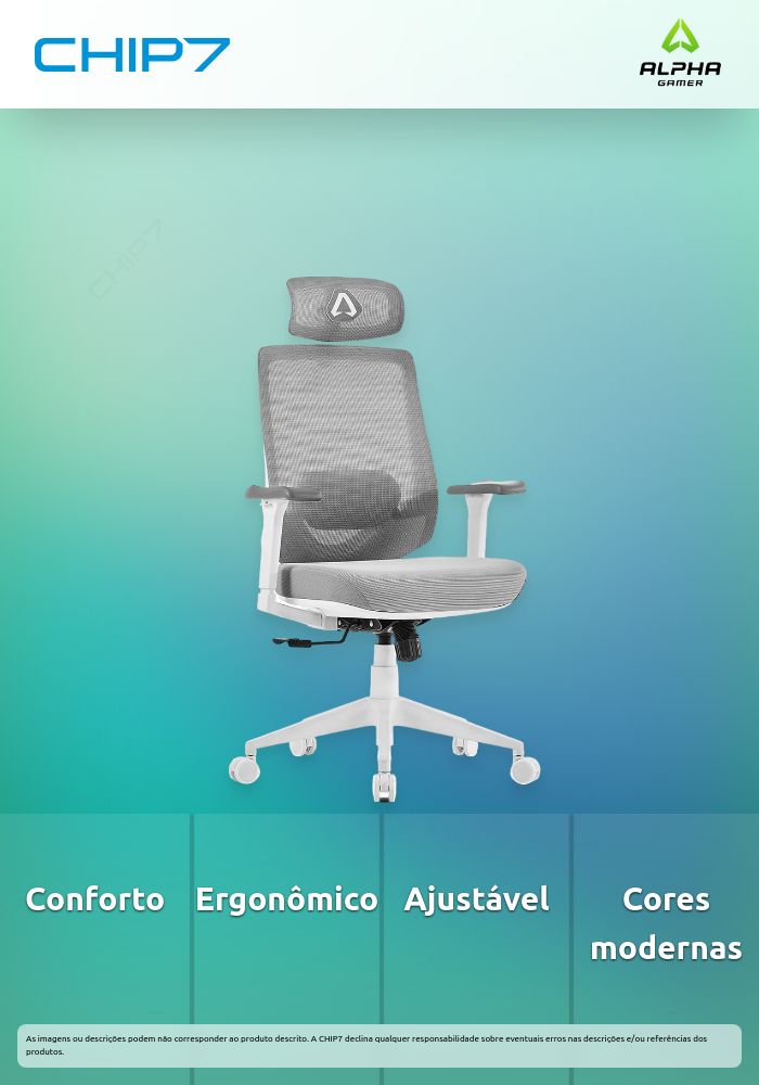 Alpha Gamer Stella White / Grey - Cadeira em Malha