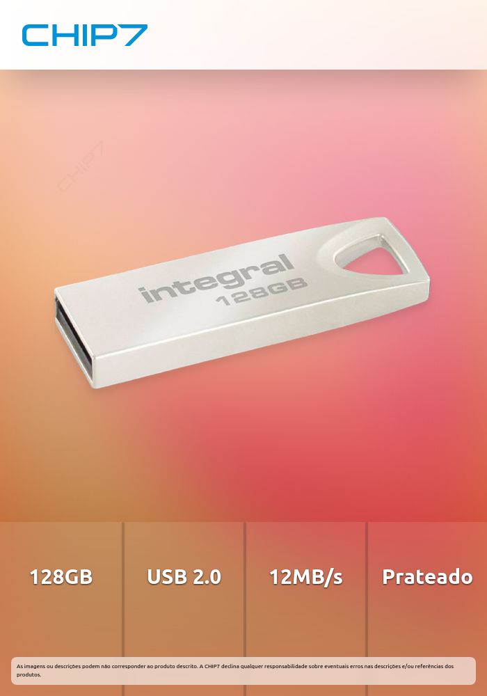 INTEGRAL PEN 128GB USB2.0 DRIVE ARC METAL USB TYPE-A 2.0 PRATEADO