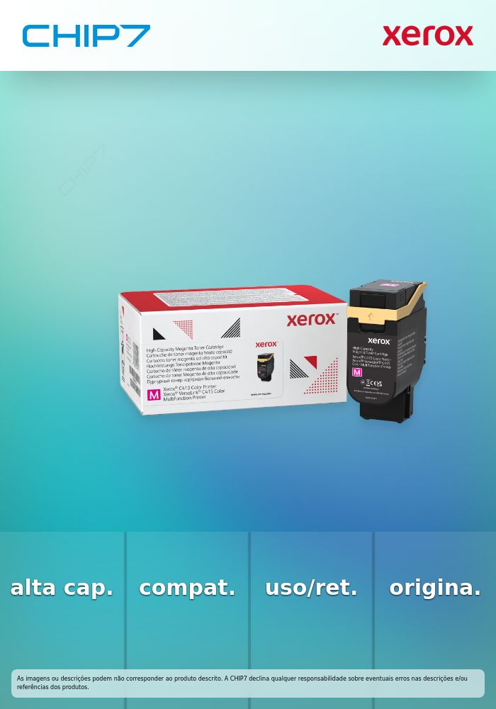 Xerox - Alta capacidade - magenta - original - caixa - cartucho de toner Use and Return - para Xerox C410, VersaLink C415/DN, C415V_DN