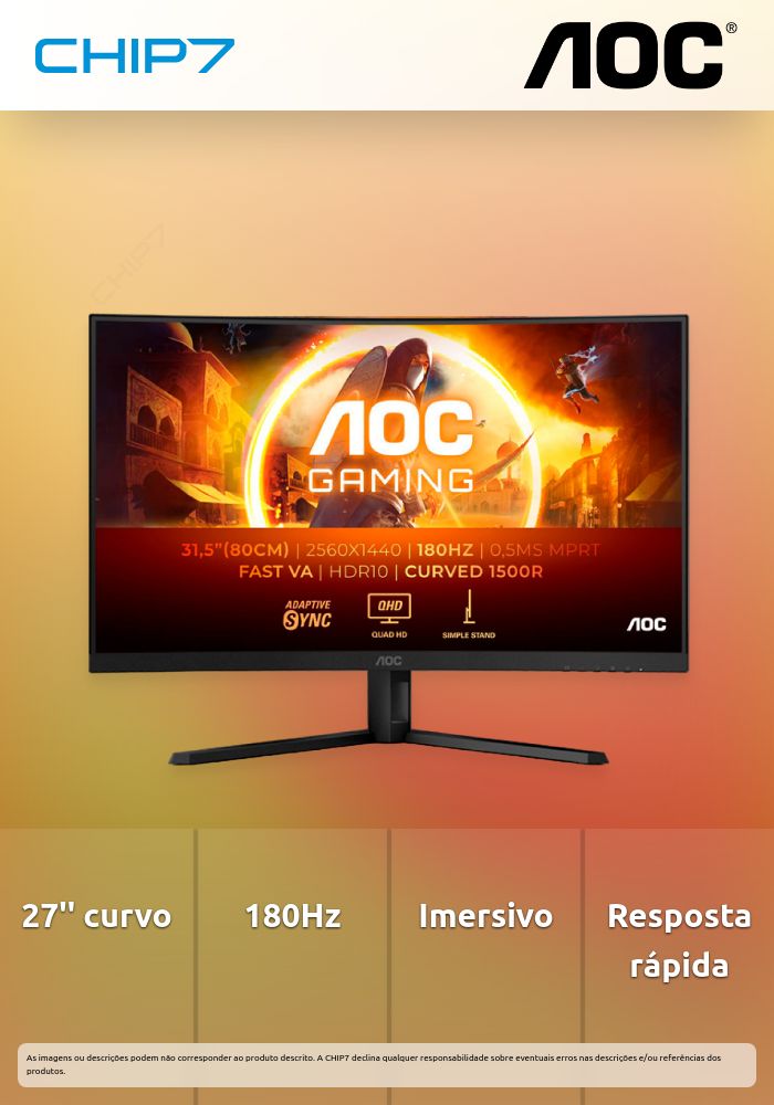 AOC GAMING 27 VA 180HZ CURVO MNTR
