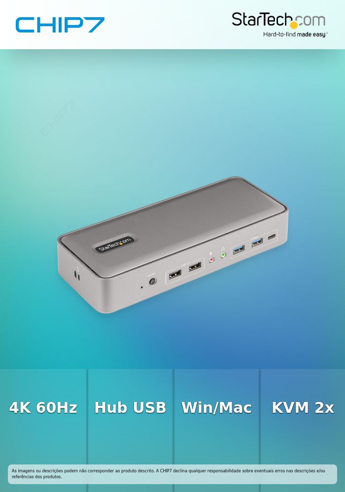 StarTech.com Dual-Laptop USB-C KVM Docking Station, Dual Monitor 4K 60Hz DisplayPort Dock, 5-Port USB Hub, GbE, 90W/45W Power Delivery to Two Laptops, Windows/Mac, 2-Host KVM Dock - Estação de engate - USB-C 3.2 Gen 2 - 2 x DP - 1GbE - Compatível com