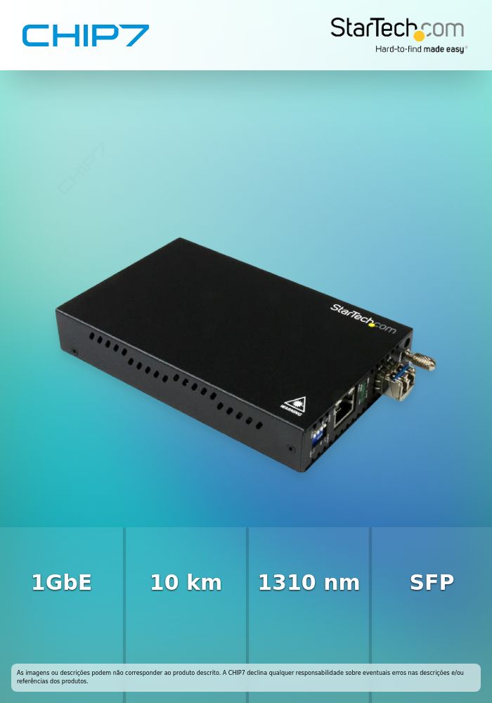 StarTech.com Singlemode (SM) LC Fiber Media Converter for 1Gbe Network - 10km - Gigabit Ethernet - 1310nm - with SFP Transceiver (ET91000SM10) - Conversor de media de fibra - 1GbE - 100Base-LX, 1000Base-T - RJ-45 / monomodo LC - até 10 km - 1310 nm -