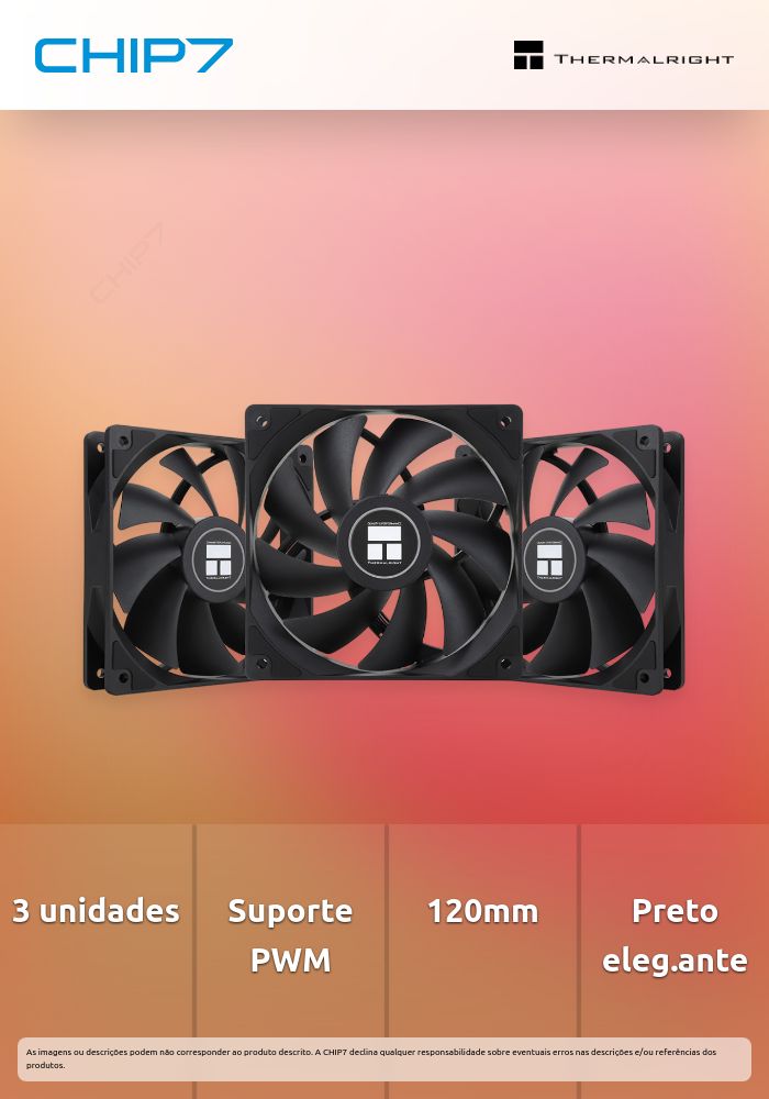Ventoinha Thermalright TL-C12C PWM Preto 120mm (Pack 3)