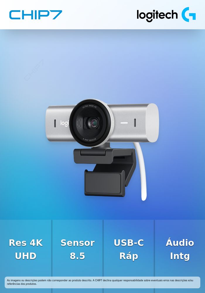 Logitech Master Series MX Brio - Câmara streaming ao vivo - a cores - 8.5 MP - 3840 x 2160 - 1080p, 4K - áudio - USB-C