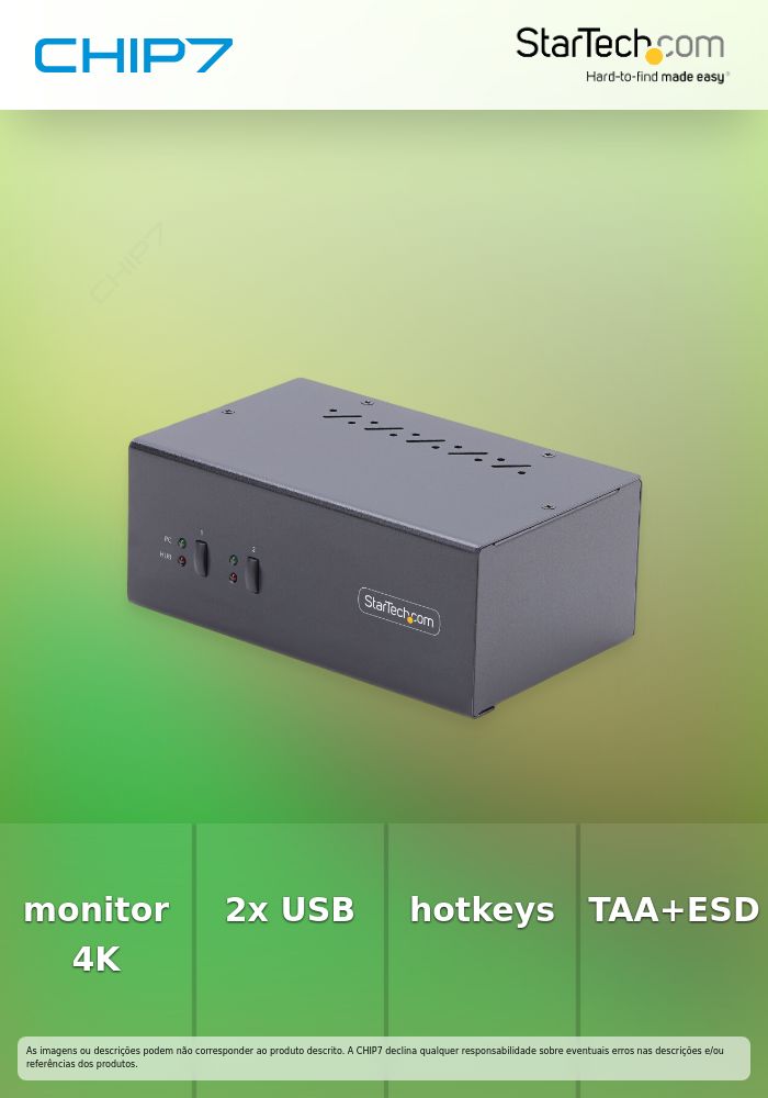 StarTech.com 2-Port Dual-Monitor DisplayPort KVM Switch, 4K 60Hz, 2x USB 5Gbps Hub Ports, 2x USB 2.0 HID Ports, Hotkey and Push-Button Switching, TAA Compliant - ESD Level 3 Protection (P2DD46A2-KVM-SWITCH) - Chave de KVM / áudio / USB - 2 x KVM / áu