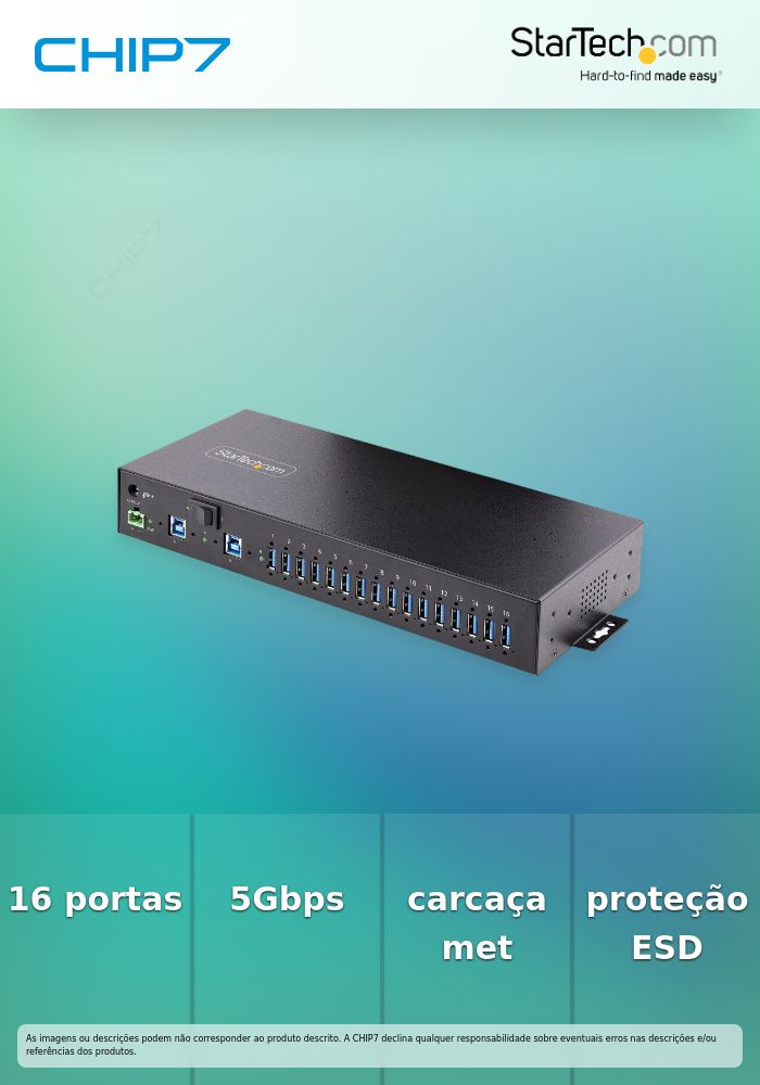 StarTech.com 16-Port Industrial USB 3.0 Hub 5Gbps, Metal, DIN/Surface/Rack Mountable, ESD Protection, Terminal Block Power, up to 120W Shared USB Charging, Dual-Host Hub/Switch (5G16AINDS-USB-A-HUB) - Hub - industrial - 16 x USB 3.2 Gen 1 - desktop,